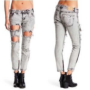 ONE TEASPOON trashed free birds Harley Distressed skinny jeans sz 24